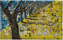 Julian Schnabel plate painting of trees