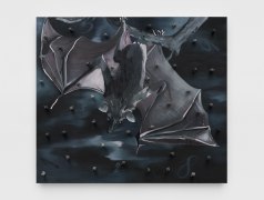 Jessica Westhafer painting of vampire bat hanging upside down