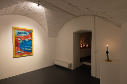 Installation view of Lola Montes and David McDermott: The Great Mountain Paintings 1988 &amp;amp; Landscapes from the Underworld, Vito Schnabel Gallery, St. Moritz, July 27, 2024 &ndash; September 15, 2024; Artworks &copy; The artists; Photo by Andrea Rossetti; Courtesy the artists and Vito Schnabel Gallery