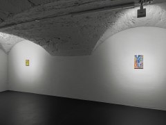 Ground floor installation view of Caitlin Lonegan's show &quot;Blue Window&quot; in St. Moritz, Switzerland