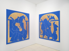 blue and gold paintings