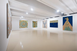 Installation view, Travel Diaries: Francesco Clemente, Brice Marden, Helen Marden, and Julian Schnabel, Curated by Vito Schnabel, Mohammed VI Museum of Modern and Contemporary Art, Rabat, Morocco, 2024; Artworks &copy; Francesco Clemente; Images &copy; National Foundation of Museums of Morocco, Mohammed VI Museum of Modern and Contemporary Art, Rabat