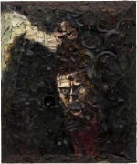 Julian&nbsp;Schnabel,&nbsp;Number 2 (Self Portrait of Caravaggio as Goliath, Oscar Isaac), 2020,&nbsp;Oil, plates, and bondo on wood,&nbsp;72 x 60 inches (182.9 x 152.4 cm)&nbsp;&copy;&nbsp;Julian Schnabel; Photo by Tom Powel Imaging; Courtesy the artist and Vito Schnabel Gallery