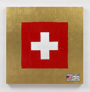 swiss flag painting with gold leaf
