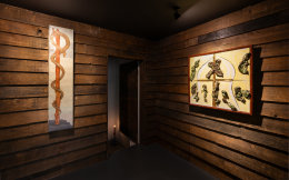 Installation view of Lola Montes and David McDermott: The Great Mountain Paintings 1988 &amp;amp; Landscapes from the Underworld, Vito Schnabel Gallery, St. Moritz, July 27, 2024 &ndash; September 15, 2024; Artworks &copy; The artists; Photo by Andrea Rossetti; Courtesy the artists and Vito Schnabel Gallery