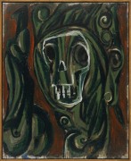 green skull scary zombie face self portrait