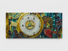 Jessica Westhafer,&nbsp;Closed Off, 2023, ready-made vintage doorknobs and oil on canvas wrapped panel, 55 x 120 inches (139.7 x 304.8 cm) &copy; Jessica Westhafer; Photo by Shark Senesac; Courtesy the artist and Vito Schnabel Gallery
