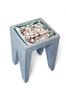 Lola Montes blue stool with ceramic painted top