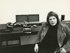 Brigid Berlin at her exhibition, &lsquo;Polaroids and Tapes&rsquo;, Galerie Heiner Freidrich, Cologne, 1970; Collection of Rob Vaczy
