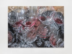 wine glasses with crying woman