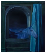 Painting of a unicorn in a window