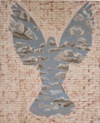 Painting of a bird with a cloud backdrop by Francesco Clemente