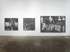 installation view in a gallery of Stefan Bondell paintings