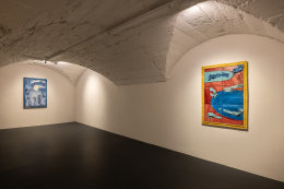 Installation view of Lola Montes and David McDermott: The Great Mountain Paintings 1988 &amp;amp; Landscapes from the Underworld, Vito Schnabel Gallery, St. Moritz, July 27, 2024 &ndash; September 15, 2024; Artworks &copy; The artists; Photo by Andrea Rossetti; Courtesy the artists and Vito Schnabel Gallery