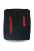 black painting with two red vertical lines