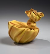 Small yellow sculpture in the shape of&nbsp;furoshiki&nbsp;(wrapping cloth), 2018