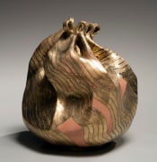 Gold-glazed drawstring bag-shaped sculpture