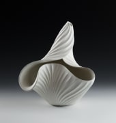 Ribbed, curled leaf-shaped sculptural vessel, titled Yōki&nbsp;, 2018