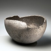 Ogawa Machiko, Silver and platinum-glazed vessel, 2009. Glazed stoneware, Japanese modern, contemporary, ceramics, sculpture