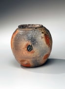 Round wood-fired vessel with natural ash glaze and ash adhesive, ca. 1995