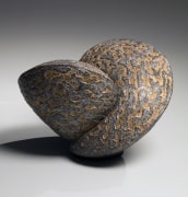 Akashi Ryōtarō (b.1971), Platinum and gold-glazed carved sculpture in the shape of two connecting bulbous forms