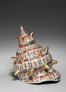 A spiked turban shell-shaped sculpture and gold polka dots design on the inside, 2021 &nbsp; &nbsp; &nbsp; &nbsp; &nbsp; &nbsp;