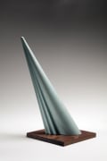 &quot;Ray&quot; craquelure celadon-glazed pleated, triangular sculpture&nbsp;