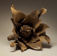 Sugiura Yasuyoshi, Japanese glazed stoneware, Japanese ceramic sculpture, butterbur sprout, 2004