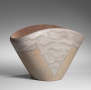 Fan-shaped slightly flattened vessel decorated with abstract patterning, 1982