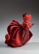 Red sculpture in the shape of furoshiki (wrapping cloth) with double knot&nbsp;, 2022&nbsp;