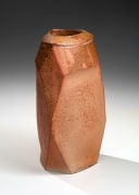 Bizen multi-faceted standing vessel with collared mouth, 1990