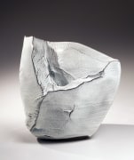 Large white&nbsp;hagi-glazed scooped-out mountain-shaped vessel, 2012