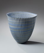 Ogata Kamio, standing conical, neriage vessel, 2015. Marbleized stoneware, Japanese modern, contemporary, ceramics, sculpture