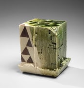 Oribe type, irregular, cube-shaped vase with triangular patterning&nbsp;, ca. 2004 &nbsp;