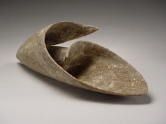 Spiral shell-shaped stoneware vessel with raked pattern, 2005
