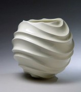 Globular jar with carved undulating ridged body, 2004