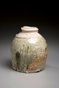 Small rounded vessel with green natural ash glaze, 2008