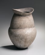 Lobed vessel with flared neck, tapered foot, and striated pattern in silver, 2017