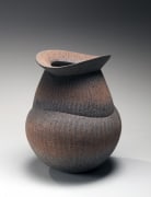 Iguchi Daisuke, vase with metal file-impressed surface, 2011, impressed stoneware, Japanese ceramics, Japanese pottery,Japanese vase