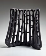 Perforated, irregular, undulating, black fence-like sculpture&nbsp;, 2013