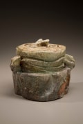 Fujioka Shuhei (b. 1947), Eared water storage jar with lid and natural ash glaze
