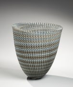 Conical, concave-mouthed neriage (marbleized) vessel with pleated surface &nbsp;, 2014