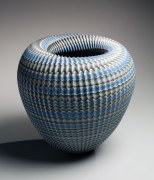 Standing, conical, neriage (marbleized) vessel with rolled-in mouth, 2016