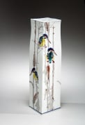 Tall rectangular vase with kingfishers perched on reeds, 2005