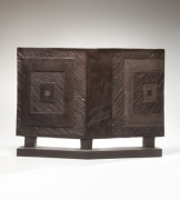 Smoke-glazed stoneware sculpture in the form of a two-fold screen, ca. 1991