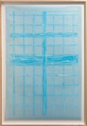 Giulia Piscitelli Venice Window #9, 2012 Nitro thinner on light blue polyester graph paper 57 x 39 &frac14; inches