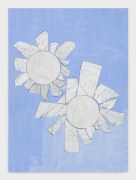 Sam Moyer, Last Daisies, 2019, Marble, painted canvas mounted to MDF panel