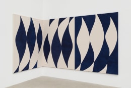 Sarah Crowner, Corner Painting, Pacific Blues, 2021, acrylic on canvas, sewn