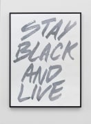 Hank Willis Thomas, Stay Black and Live (silver and black), 2019, glass mirror
