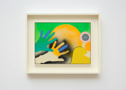 Kiki Kogelnik, Hands in the Moon, 1964, Enamel and acrylic on canvas panel